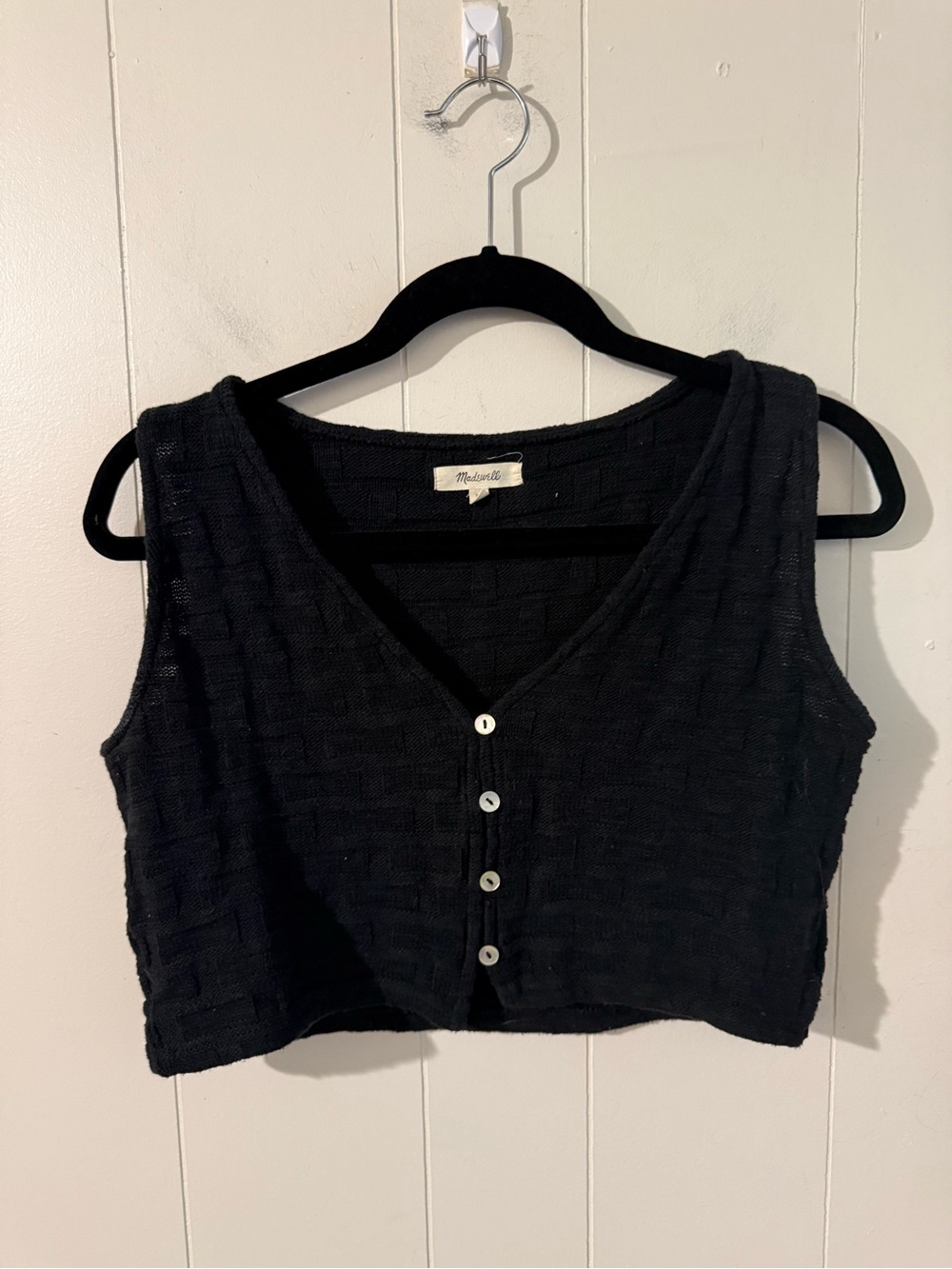 Madewell Basketweave-Stitch Vest in True Black XS - Picture 5 of 11